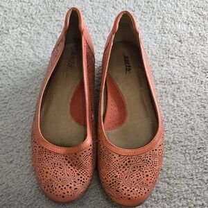 Earth Coral Laser-Cut Ballet Flats